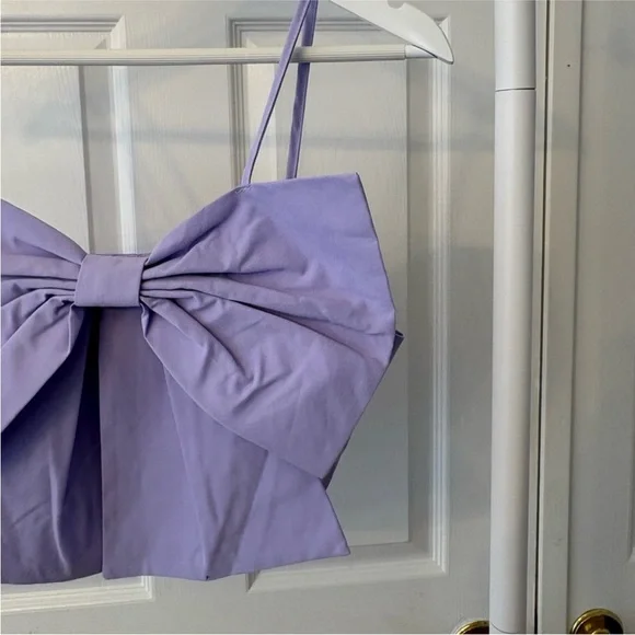 Lavender Purple Bow Crop Top Sleeveless Smocked Size 6 - Picture 6 of 14
